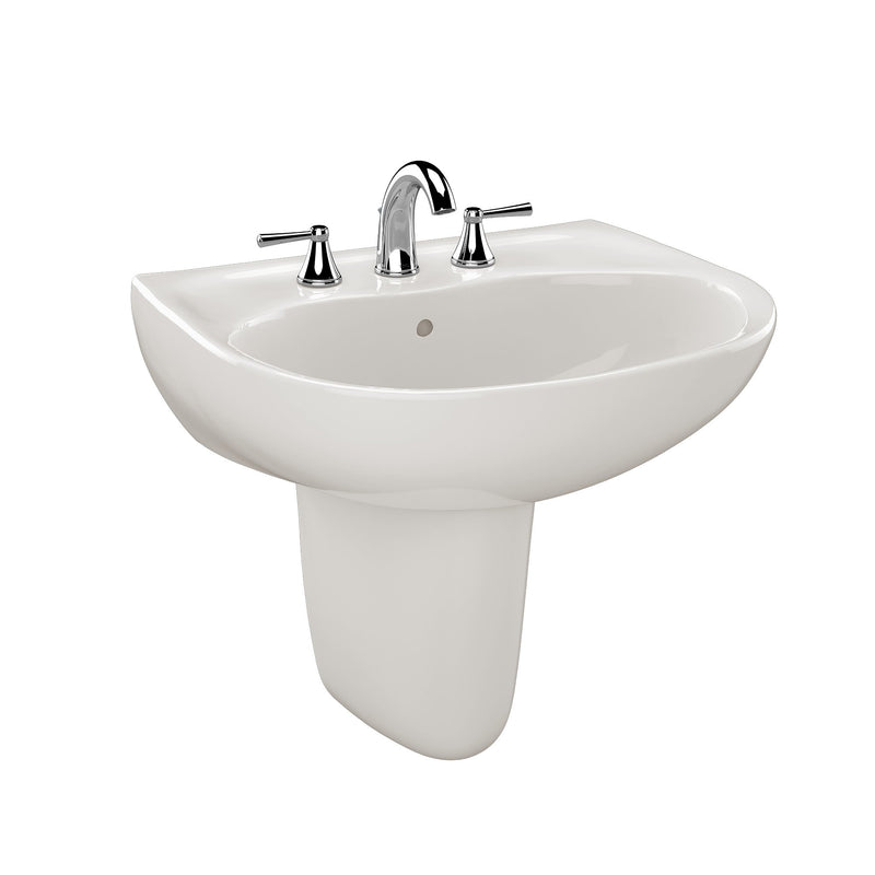 TOTO Supreme Oval Wall-Mount Bathroom Sink with CeFiONtect and Shroud for 4 Inch Center Faucets, Colonial White LHT241.4G