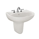 TOTO Supreme Oval Wall-Mount Bathroom Sink with CeFiONtect and Shroud for 8 Inch Center Faucets, Colonial White LHT241.8G