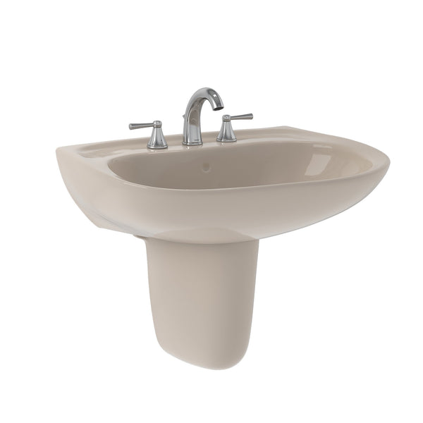 TOTO Prominence Oval Wall-Mount Bathroom Sink with CeFiONtect and Shroud for 8 Inch Center Faucets, Bone LHT242.8G#03