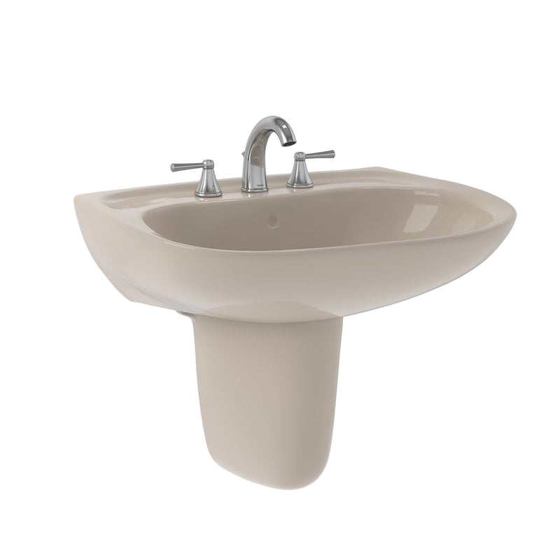 TOTO Prominence Oval Wall-Mount Bathroom Sink with CeFiONtect and Shroud for 8 Inch Center Faucets, Bone LHT242.8G