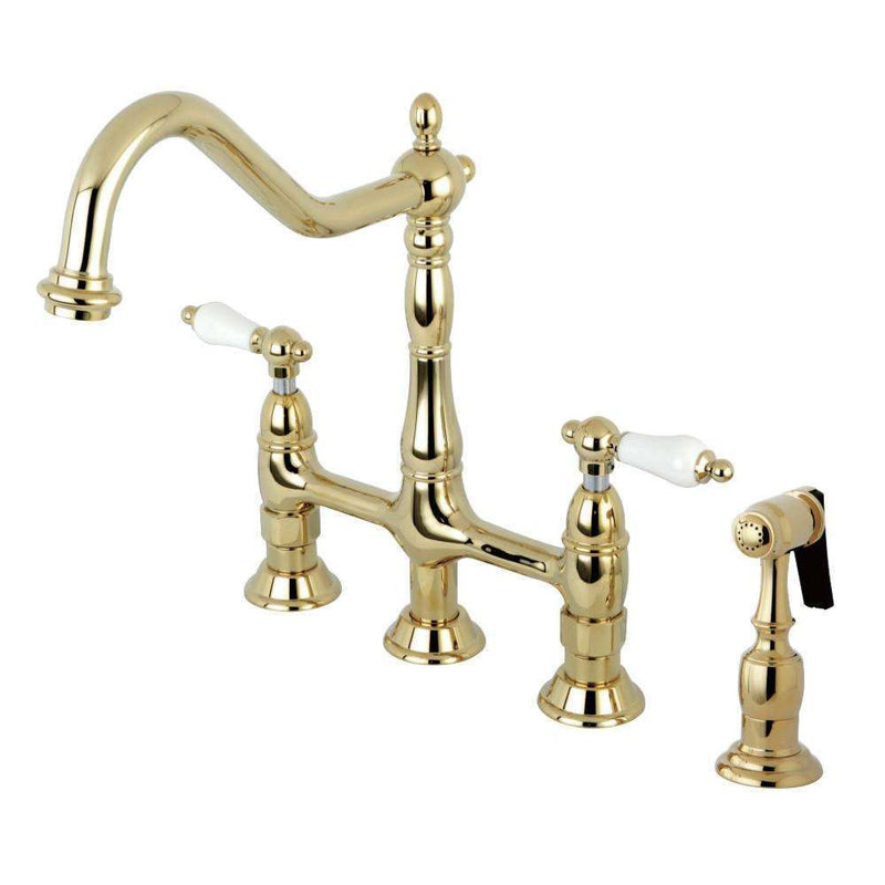 Kingston KS1272PLBS Heritage 8 in. Bridge Kitchen Faucet W/