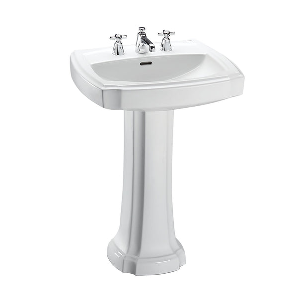 TOTO Guinevere 27-1/8" x 19-7/8" Rectangular Pedestal Bathroom Sink for 8 Inch Center Faucets, Cotton White LPT970.8#01