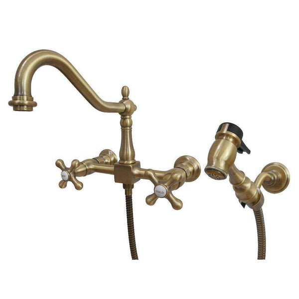 Kingston KS1243AXBS Heritage 8 in. Wall Mount Kitchen Faucet