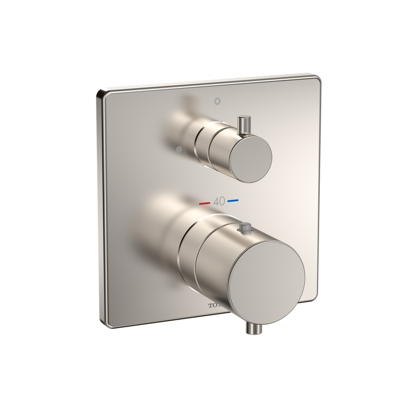 TOTO Square Thermostatic Mixing Valve with Volume Control Shower Trim, Brushed Nickel TBV02403U