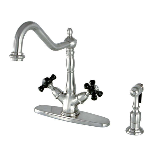 Kingston KS1238PKXBS 8" Centerset Deck Mount Kitchen Faucet