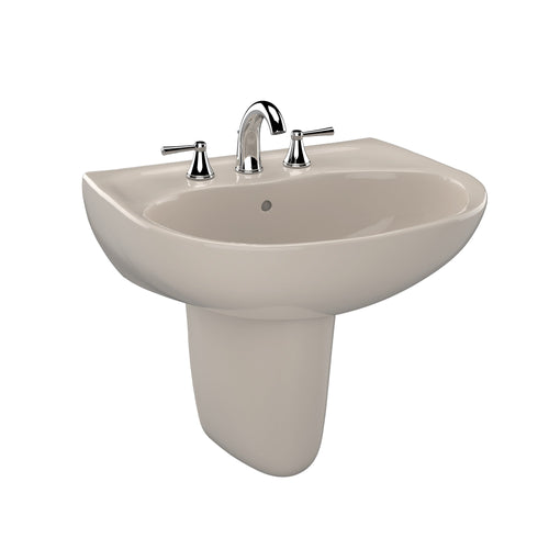 TOTO Supreme Oval Wall-Mount Bathroom Sink with CeFiONtect and Shroud for 8 Inch Center Faucets, Bone LHT241.8G#03