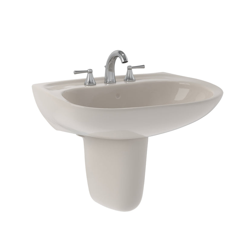 TOTO Prominence Oval Wall-Mount Bathroom Sink with CeFiONtect and Shroud for 4 Inch Center Faucets, Sedona Beige LHT242.4G