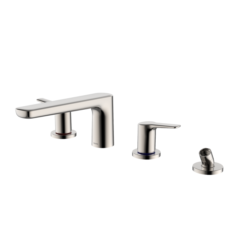 TOTO GS Four-hole Deck-Mount Roman Tub Filler Trim with Handshower, Polished Nickel TBG03202U