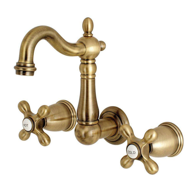 Kingston KS1223AX 8" Center Wall Mount Bath Faucet, Antique