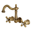 Kingston KS1253AX 8" Center Wall Mount Bath Faucet, Antique