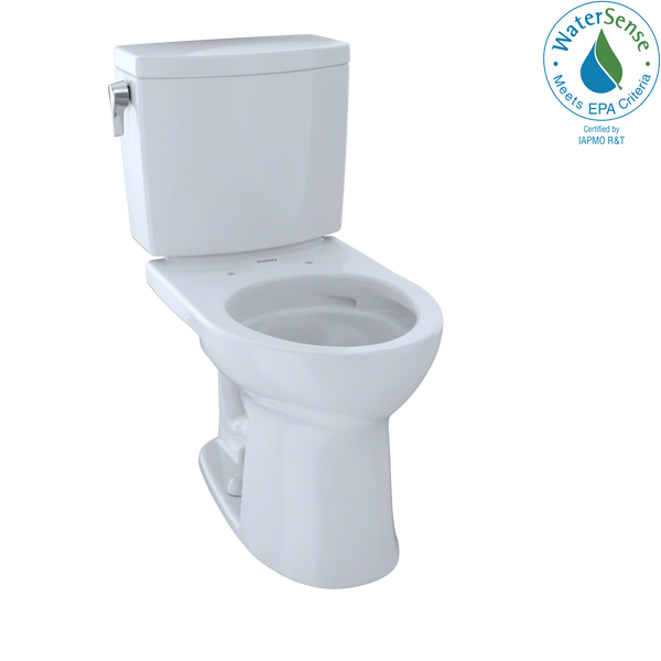 TOTO Drake II 1G Two-Piece Round 1.0 GPF Universal Height Toilet with CeFiONtect, Cotton White CST453CUFG#01