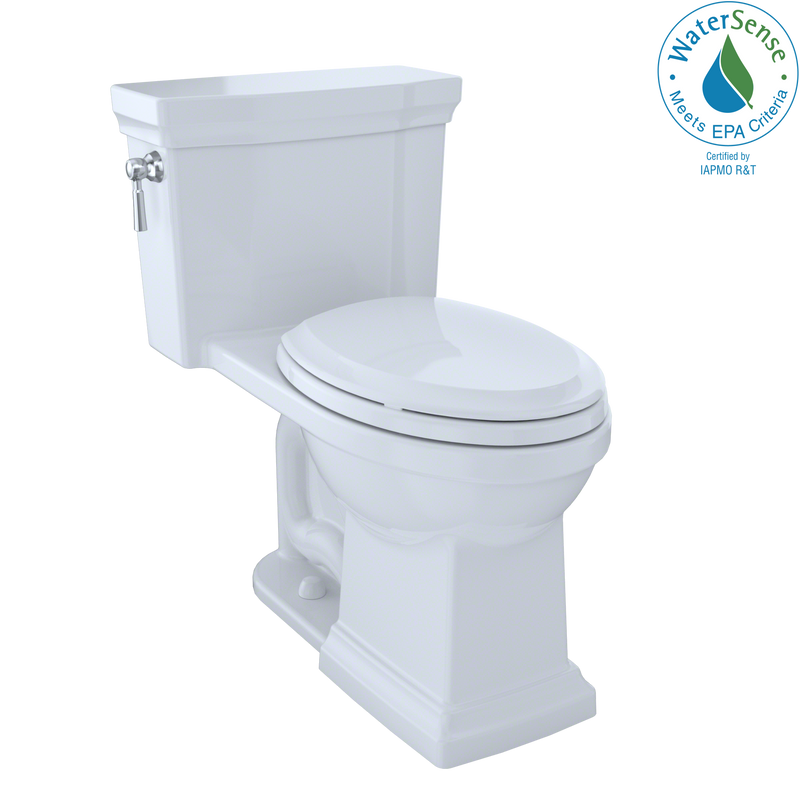 TOTO Promenade II One-Piece Elongated 1.28 GPF Universal Height Toilet with CeFiONtect, Cotton White MS814224CEFG