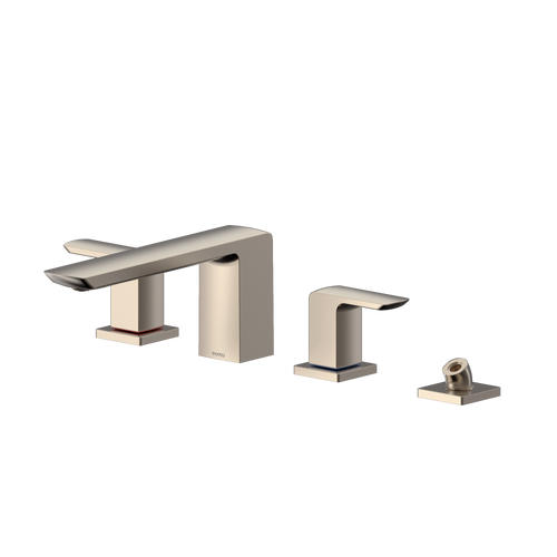 TOTO GR Two-Handle Deck-Mount Roman Tub Filler Trim with Handshower, Brushed Nickel TBG02202U#BN