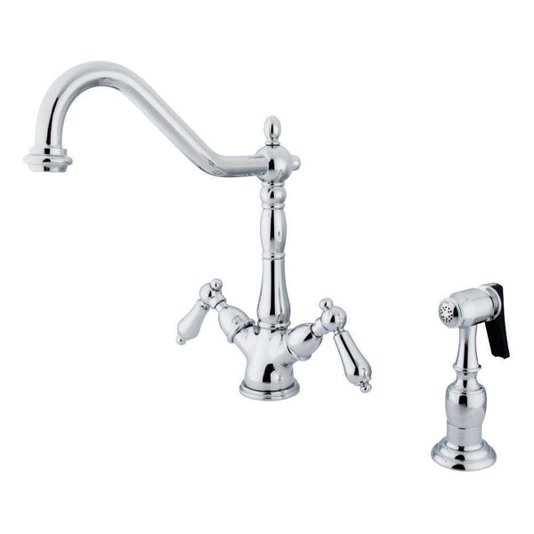 Kingston KS1231ALBS Heritage Deck Mount Kitchen Faucet W/