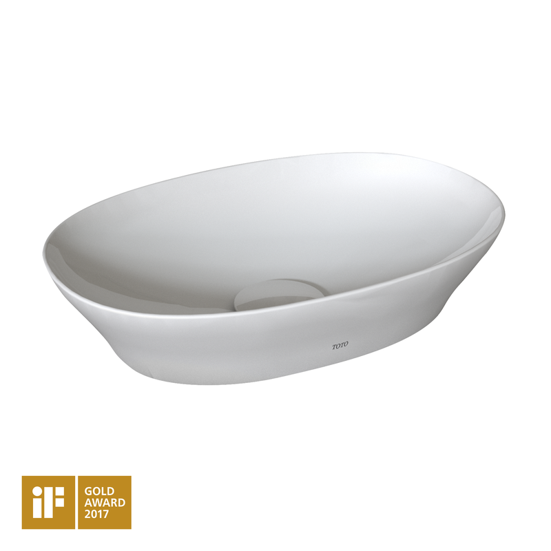 TOTO Kiwami Oval 16 Inch Vessel Bathroom Sink with CEFIONTECT, Cotton White LT473G