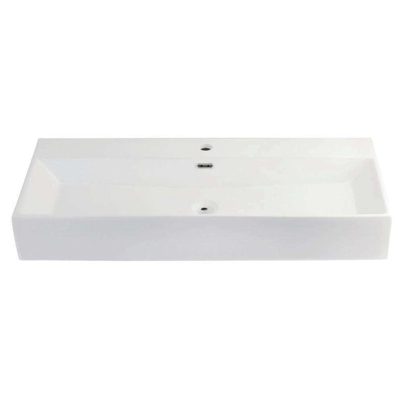 Kingston EV3916 39" x 16" Rectangular White Vessel Sink