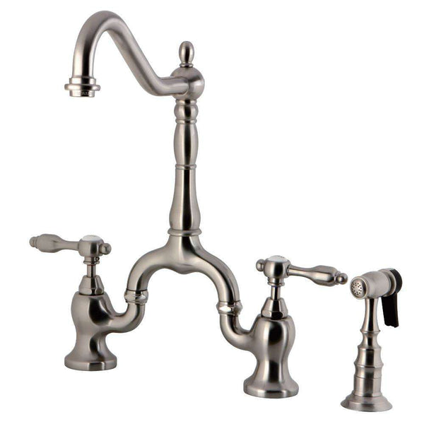 Kingston Brass KS7758TALBS Bridge Kitchen Faucet W/ Brass