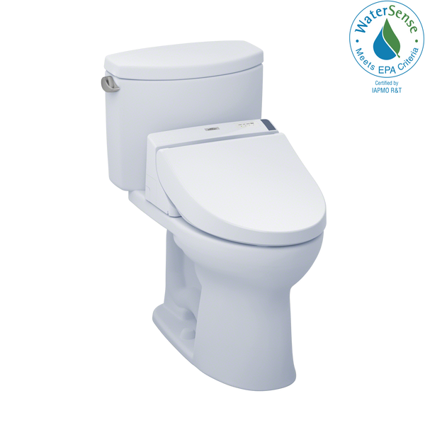 TOTO WASHLET Drake II Two-Piece Elongated 1.28 GPF Toilet and WASHLET C200 Bidet Seat, Cotton White MW4542044CEFG#01