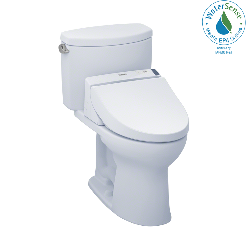 TOTO WASHLET Drake II Two-Piece Elongated 1.28 GPF Toilet and WASHLET C200 Bidet Seat, Cotton White MW4542044CEFG