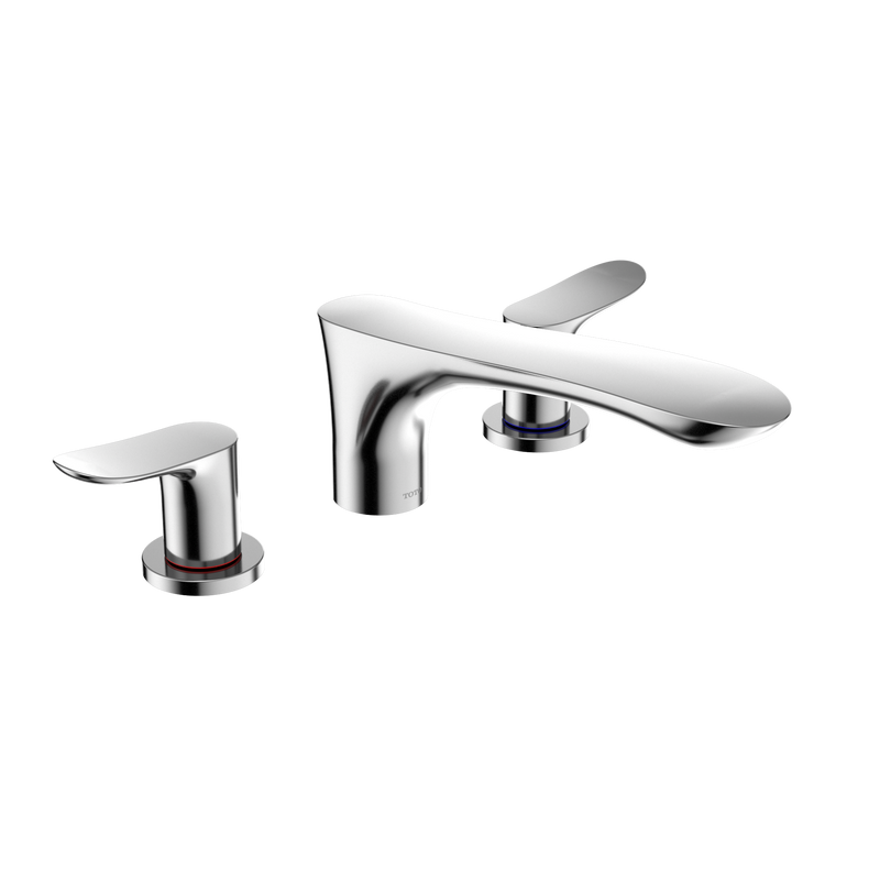 TOTO GO Two-Handle Deck-Mount Roman Tub Filler Trim, Polished Chrome TBG01201U