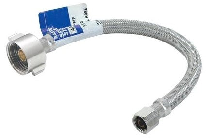 3/8" F x 1/2" IP x 12" Stainless Steel Flexible Connector