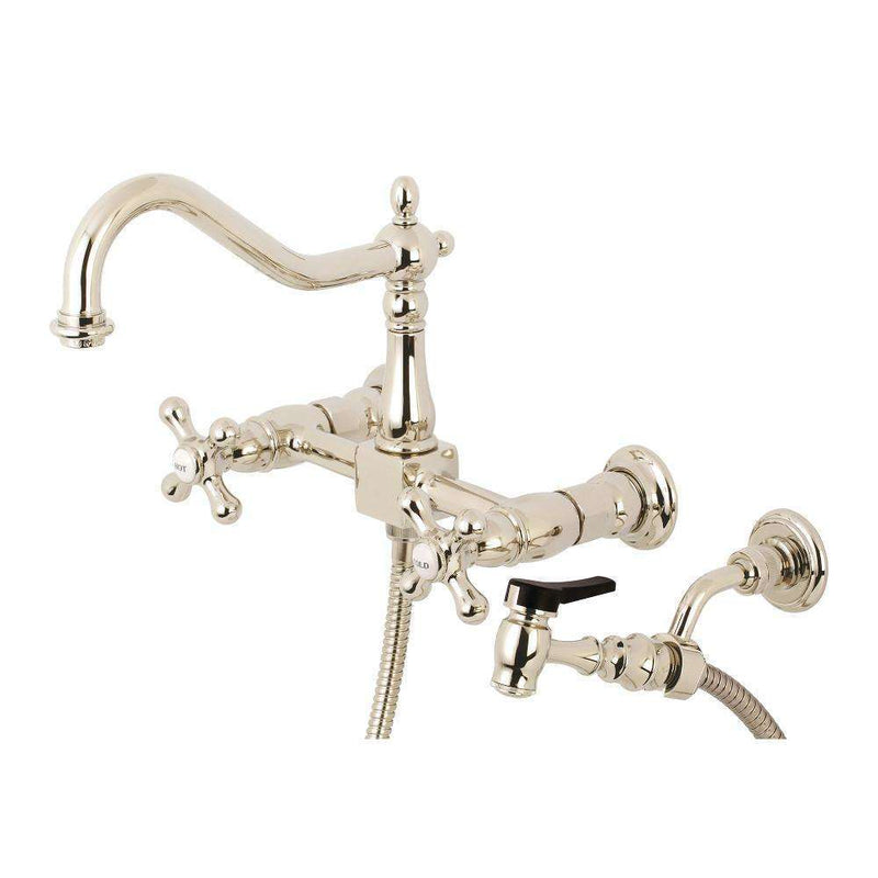 Kingston KS1246AXBS Heritage 8 in. Wall Mount Kitchen Faucet