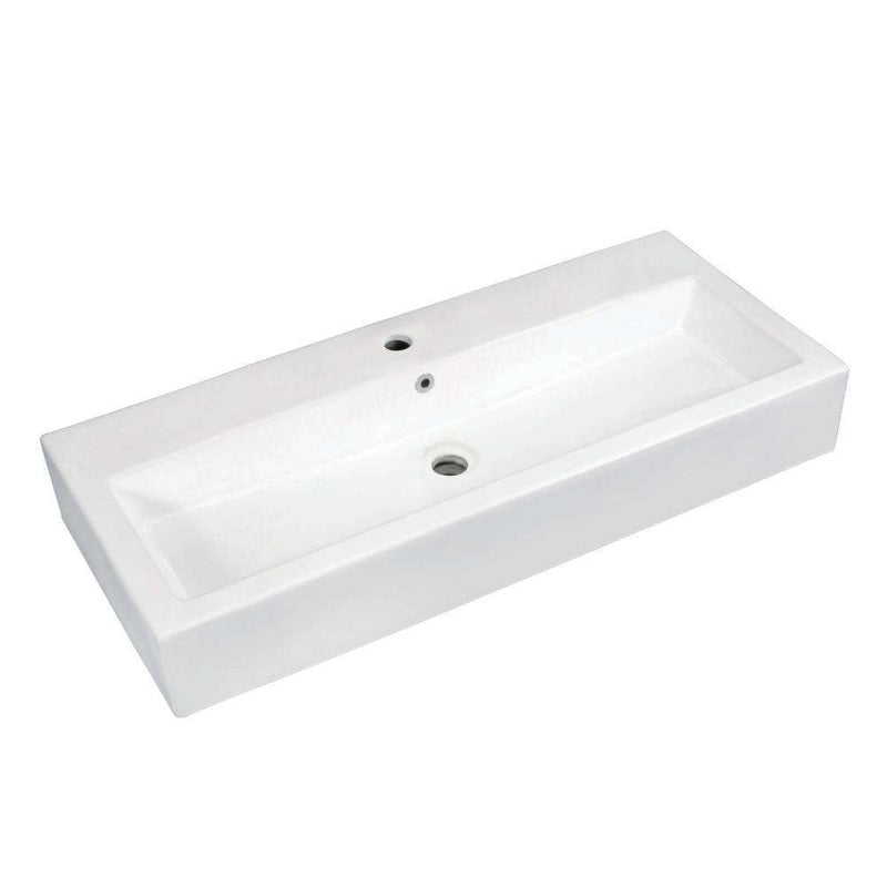 Kingston EV3917 39" x 17" Rectangular White Vessel Sink