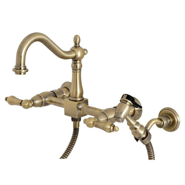 Kingston KS1263ALBS Heritage Wall Mount Bridge K Faucet