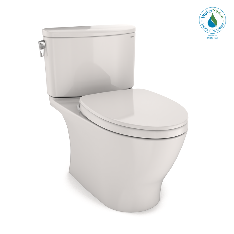 TOTO Nexus Two-Piece Elongated 1.28 GPF Universal Height Toilet with CEFIONTECT and SS124 SoftClose Seat, WASHLET Ready, Colonial White MS442124CEFG