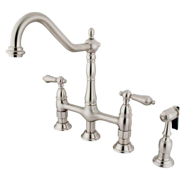 Kingston KS1278ALBS Heritage 8 in. Bridge Kitchen Faucet W/