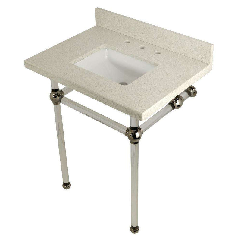 Kingston Brass KVPB30WQASQ6 30X22 White Quartz Vanity with