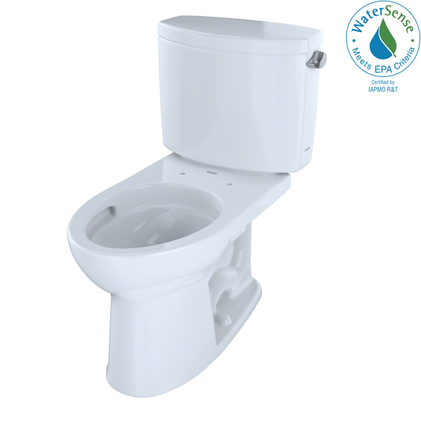 TOTO Drake II Two-Piece Elongated 1.28 GPF Universal Height Toilet with CeFiONtect and Right-Hand Trip Lever, Cotton White CST454CEFRG#01