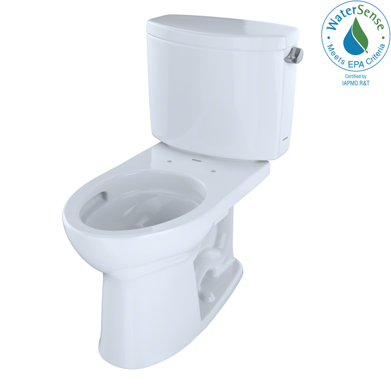 TOTO Drake II Two-Piece Elongated 1.28 GPF Universal Height Toilet with CeFiONtect and Right-Hand Trip Lever, Cotton White CST454CEFRG