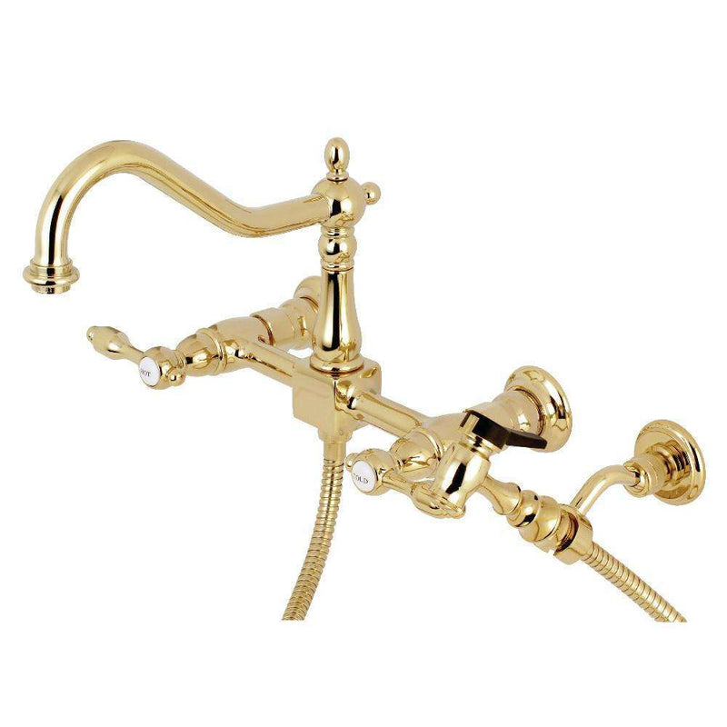 Kingston KS1242TALBS Tudor 8" Centerset Wall Mount K Faucet