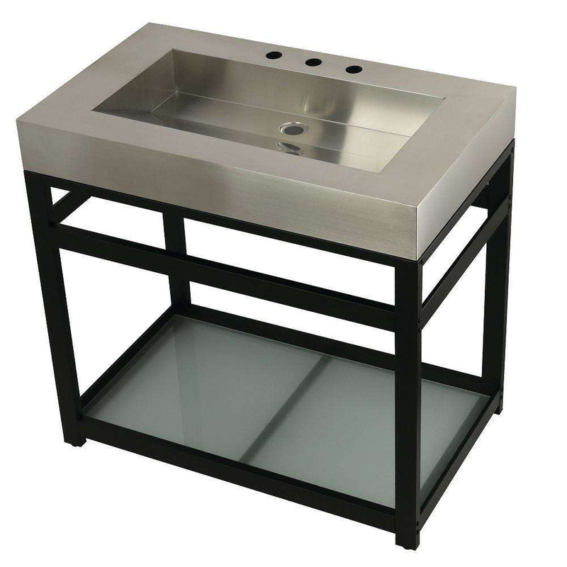 Kingston Brass KVSP3722B0 SS Sink W/ Iron Bath Console Sink