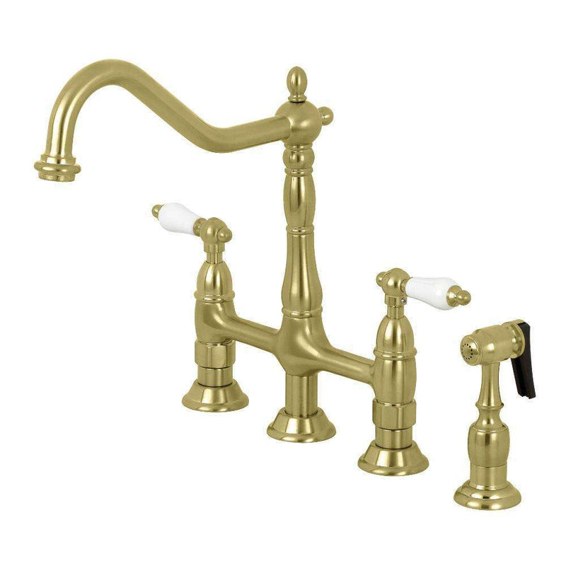 Kingston KS1277PLBS Heritage 8 in. Bridge Kitchen Faucet W/