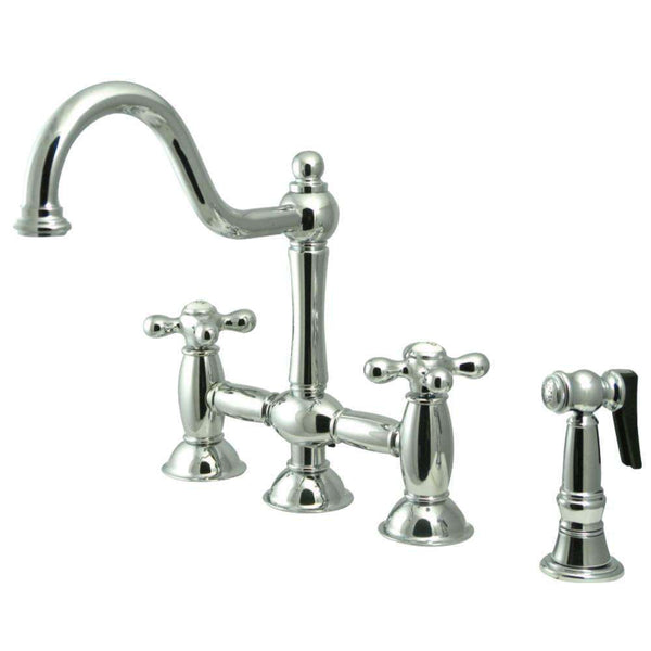 Kingston KS3791AXBS Restoration Kitchen Bridge Faucet W/ Sp