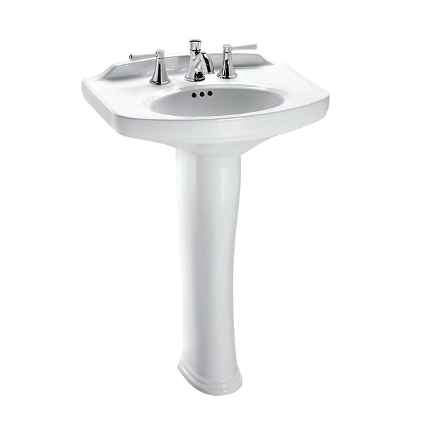 TOTO Dartmouth Rectangular Pedestal Bathroom Sink with Arched Front for 4 Inch Center Faucets, Cotton White LPT642.4#01