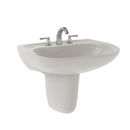 TOTO Prominence Oval Wall-Mount Bathroom Sink with CeFiONtect and Shroud for 8 Inch Center Faucets, Colonial White LHT242.8G