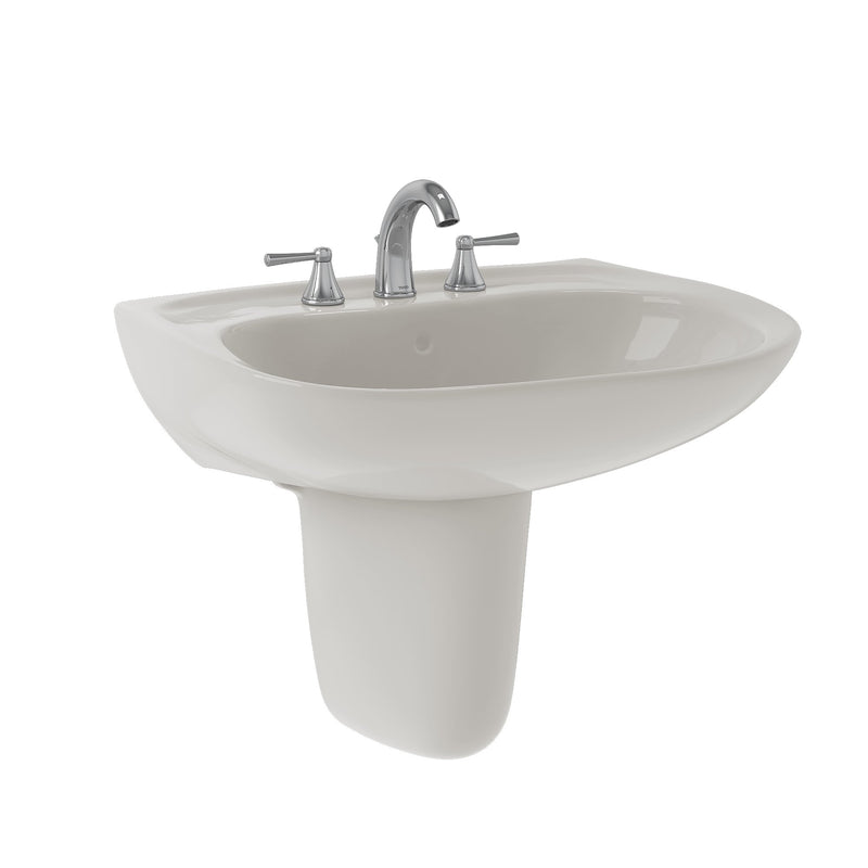 TOTO Prominence Oval Wall-Mount Bathroom Sink with CeFiONtect and Shroud for 4 Inch Center Faucets, Colonial White LHT242.4G