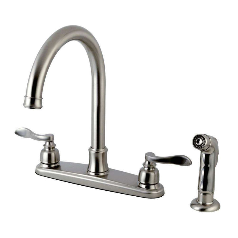 Kingston FB7798NFLSP 8" Center Gooseneck Kitchen Faucet