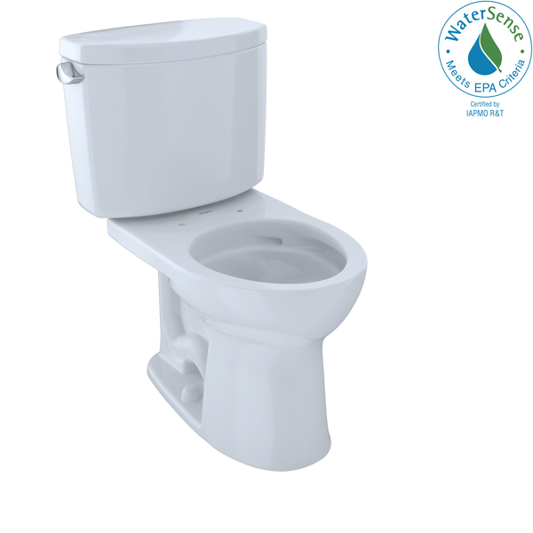 TOTO Drake II Two-Piece Round 1.28 GPF Universal Height Toilet with CeFiONtect, Cotton White CST453CEFG#01