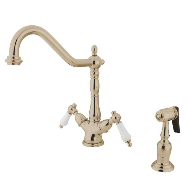 Kingston KS1236PLBS Heritage 2-Hnd Kitchen Faucet W/ Sp