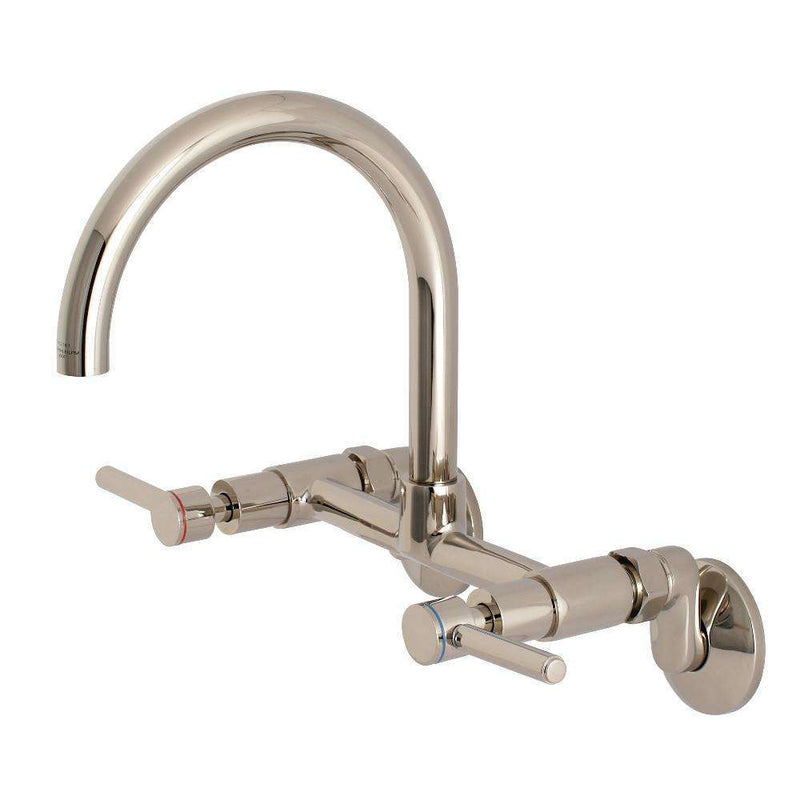 Kingston KS814PN 8" Adj Center Wall Mount Kitchen Faucet