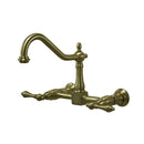 Kingston KS1243AL Heritage 8 in. Wall Mount Kitchen Faucet,