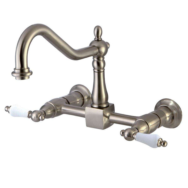 Kingston KS1248PL Heritage 8 in. Wall Mount Kitchen Faucet