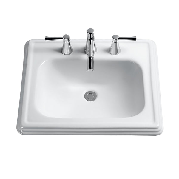 TOTO Promenade Rectangular Self-Rimming Drop-In Bathroom Sink for 8 Inch Center Faucets, Cotton White LT531.8#01