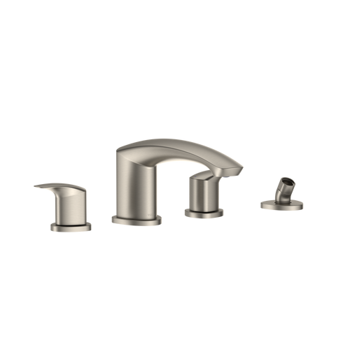 TOTO GM Two-Handle Deck-Mount Roman Tub Filler Trim with Handshower, Brushed Nickel TBG09202U#BN