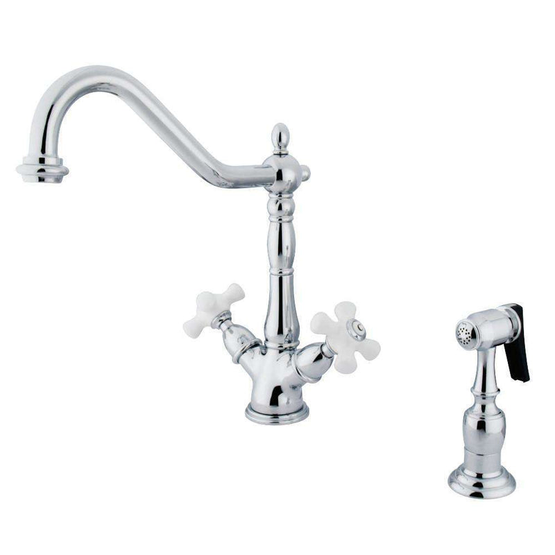 Kingston KS1231PXBS Heritage 2-Hnd Kitchen Faucet W/ Sp