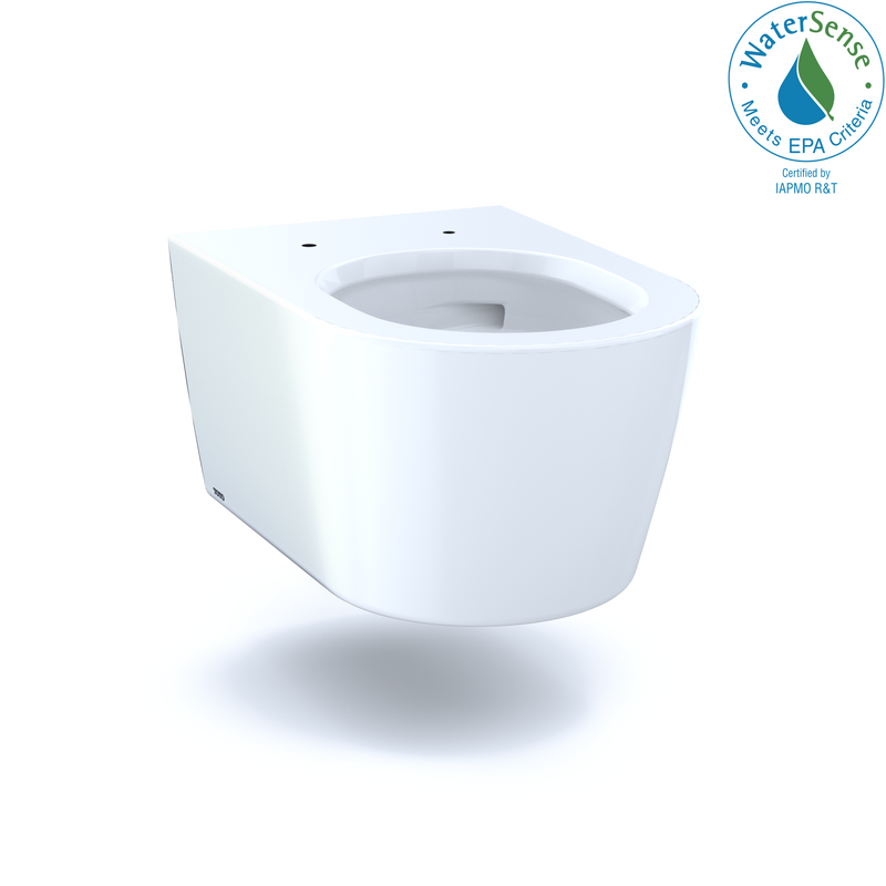 TOTO RP Wall-Hung Contemporary D-Shape Dual Flush 1.28 and 0.9 GPF Toilet with CEFIONTECT, Cotton White CT447CFG